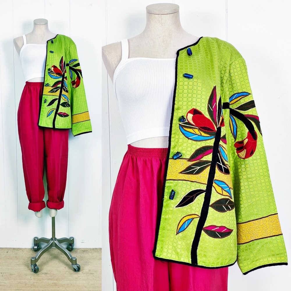Neon Embroidered Japanese Inspired Coat | Vintage
